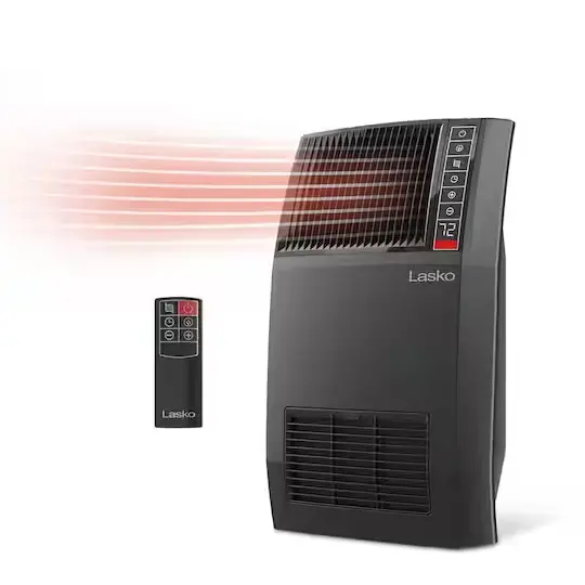 20-Inch Black Ceramic Console Heater – 1500W, Tip-Over Protection, Adjustable Louvers, Timer & Remote 1