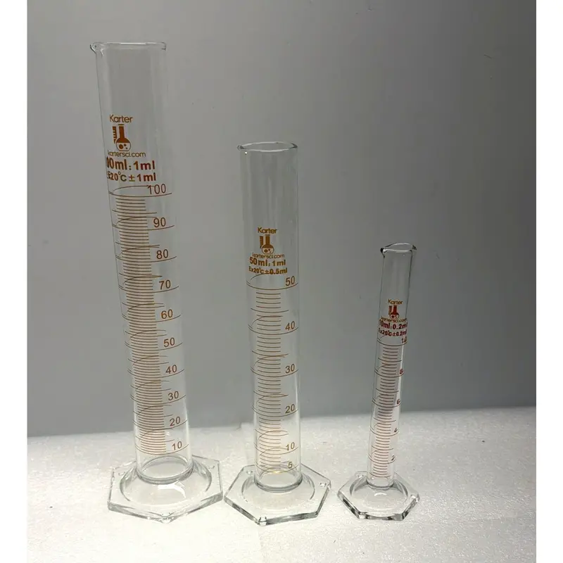 213C2 Glass Graduated Cylinder Set – 3-Piece Kit (10 Ml, 50 Ml, 100 Ml) For Lab Use 1