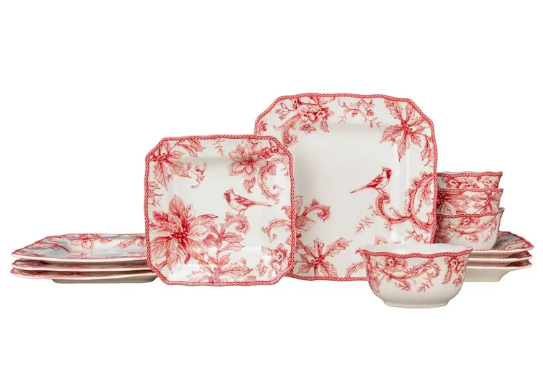 222 Fifth Christmas Lane 12-Piece Ceramic Dinnerware Collection 1