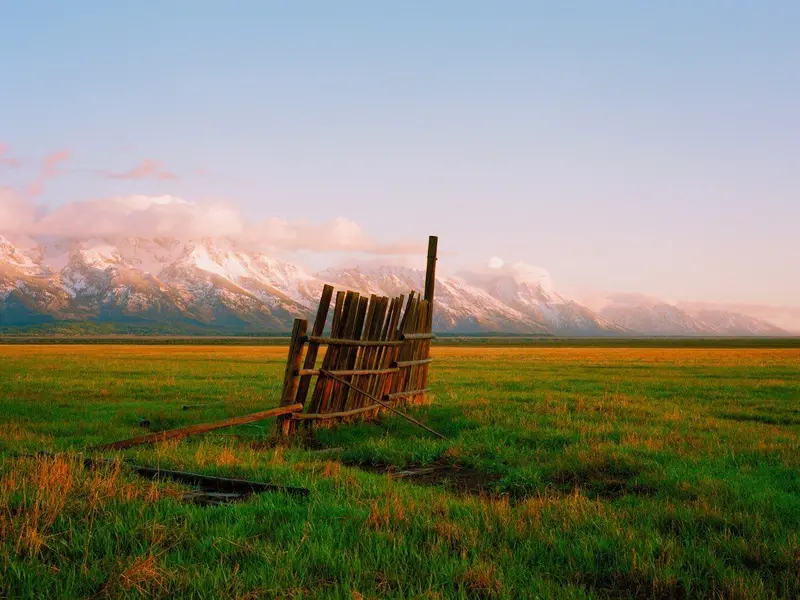 A Fence In Jackson: Rustic Wyoming Landscape Print 1