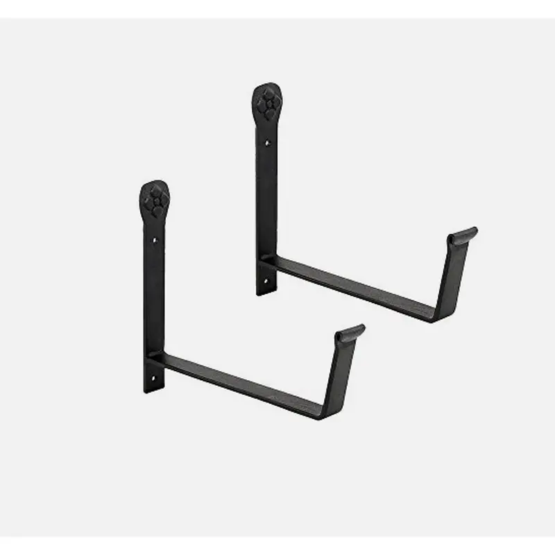 Achla 8-Inch Black Wrought Iron Wall-Mount Flower Box Brackets – Pair 1