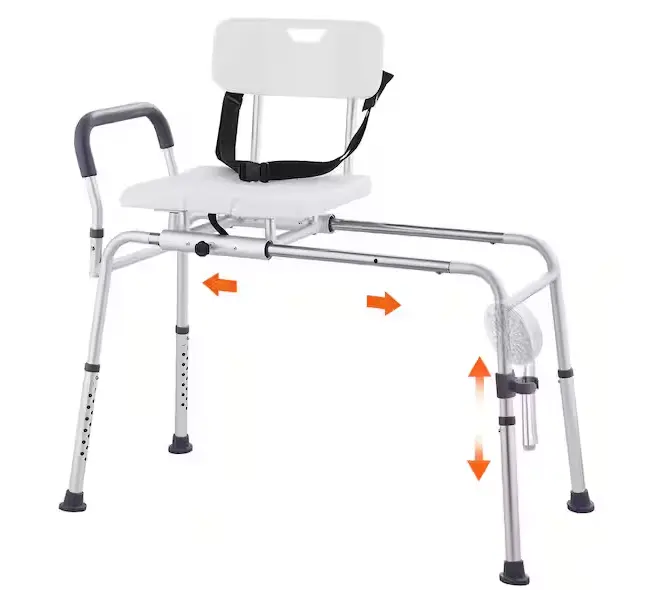 Adjustable Sliding Tub Transfer Bench – 14.2-Inch Wide, Reversible Backrest 1