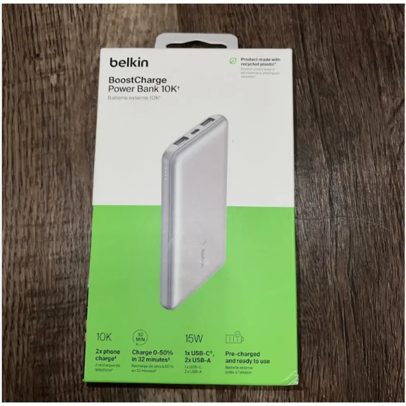 Belkin Boostcharge 10,000Mah Portable Power Bank – Silver Compact External Battery 1