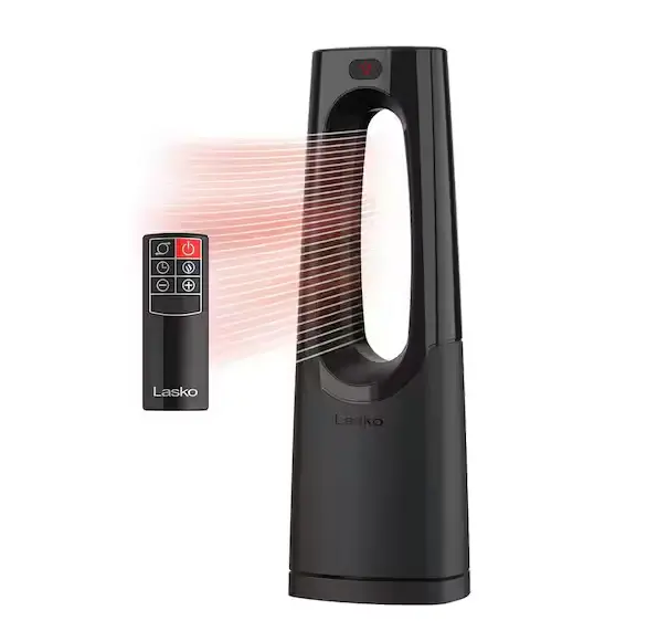 Bladeless 1500W Oscillating Tower Heater – 28-Inch Black Ceramic Space Heater With Digital Display And Remote 1