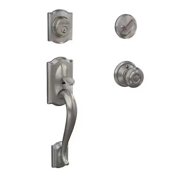 Camelot Door Handleset In Satin Nickel – Schlage Georgian Knob Design 1