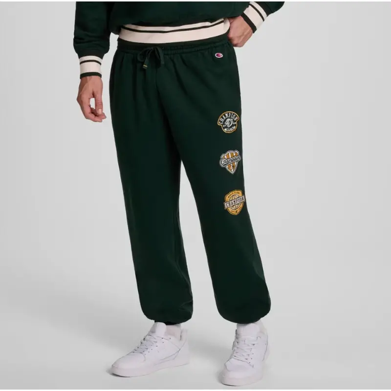 Champion Men'S Physical Education Patch Sweatpants – Pine Green, Loose-Fit Large 1