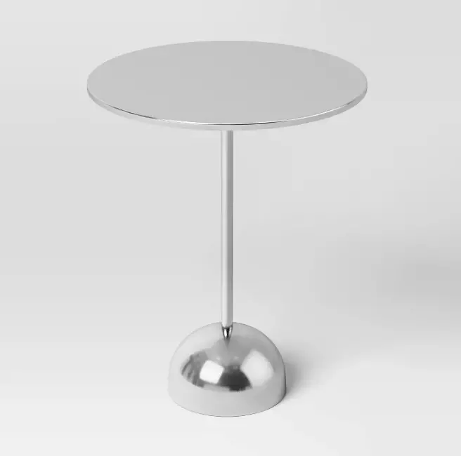 Chrome Pedestal Side Table With Modern Metallic Finish – Optimistic Design By Room Essentials™ 1