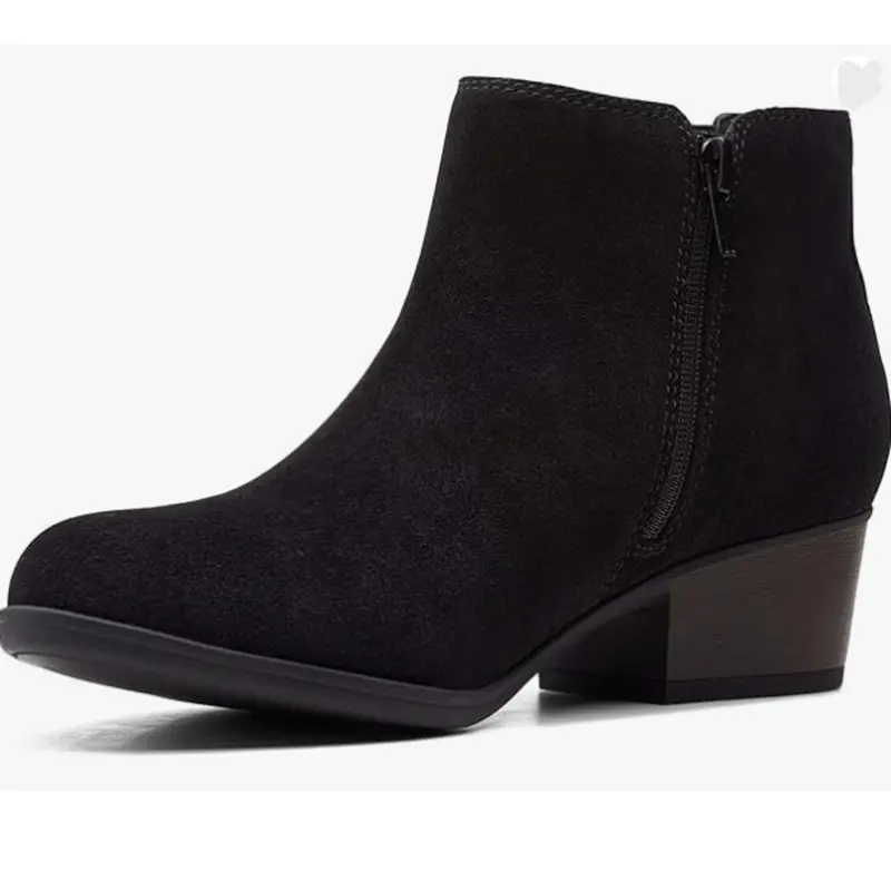 Clarks Adreena Flora Women’S Black Suede Booties – Stylish Ankle-Cut Leather Design, Size 9 1