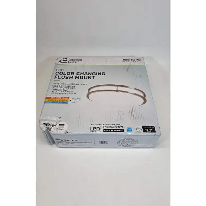 Commercial Electric Dc Series 16-Inch Flush-Mount Ceiling Light – Brushed Nickel Contemporary Design 1