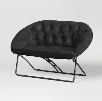 Contemporary Black Double-Dish Loveseat – Space-Saving Two-Seat Sofa Chair 1
