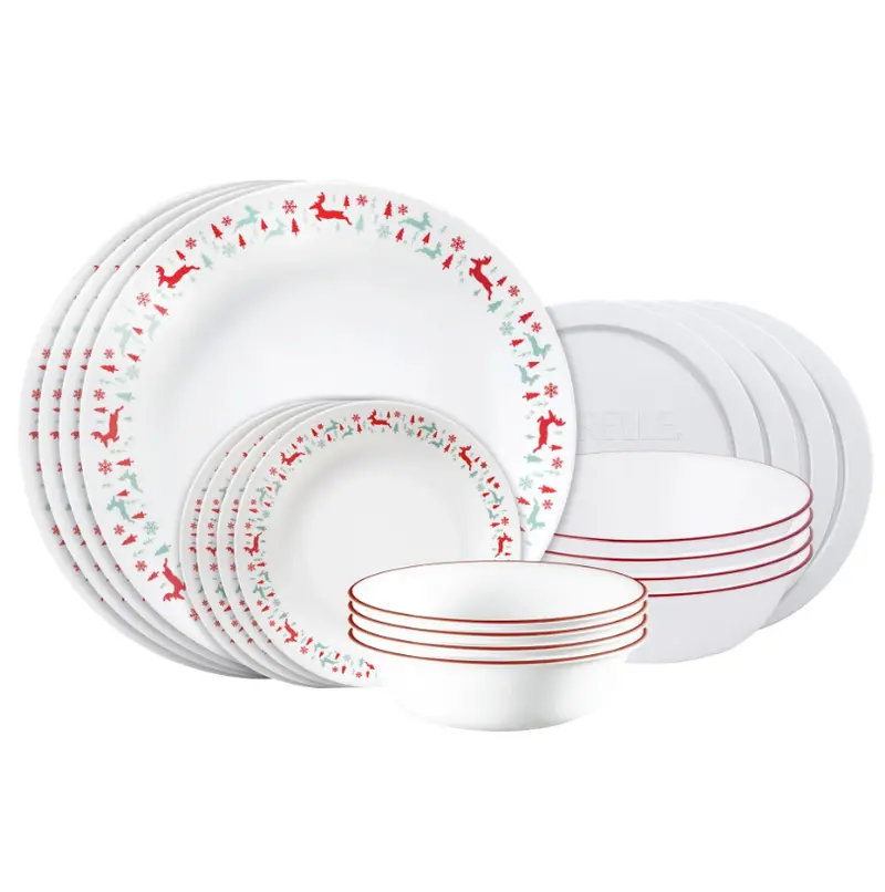 Corelle Be Merry 20-Piece Holiday-Themed Dinnerware Set – Chip-Resistant Ceramic 1