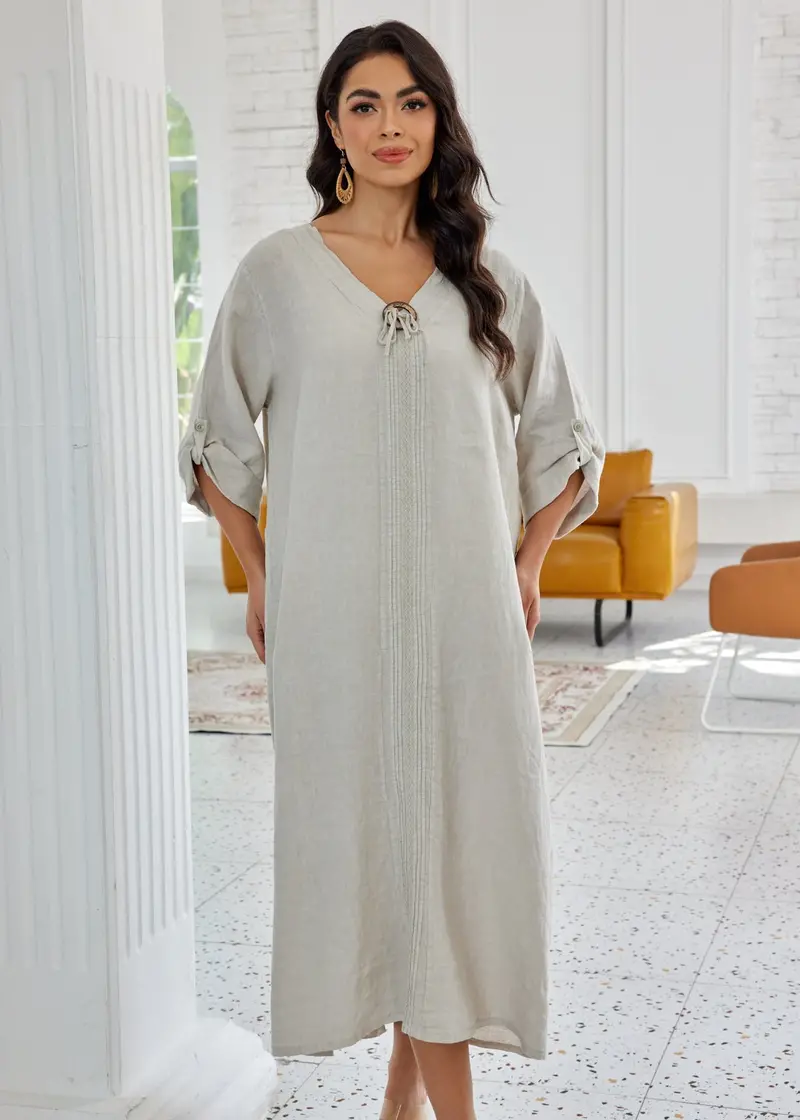 Daphne'S Orange Coconut Button Dress With Stitched Detail 3