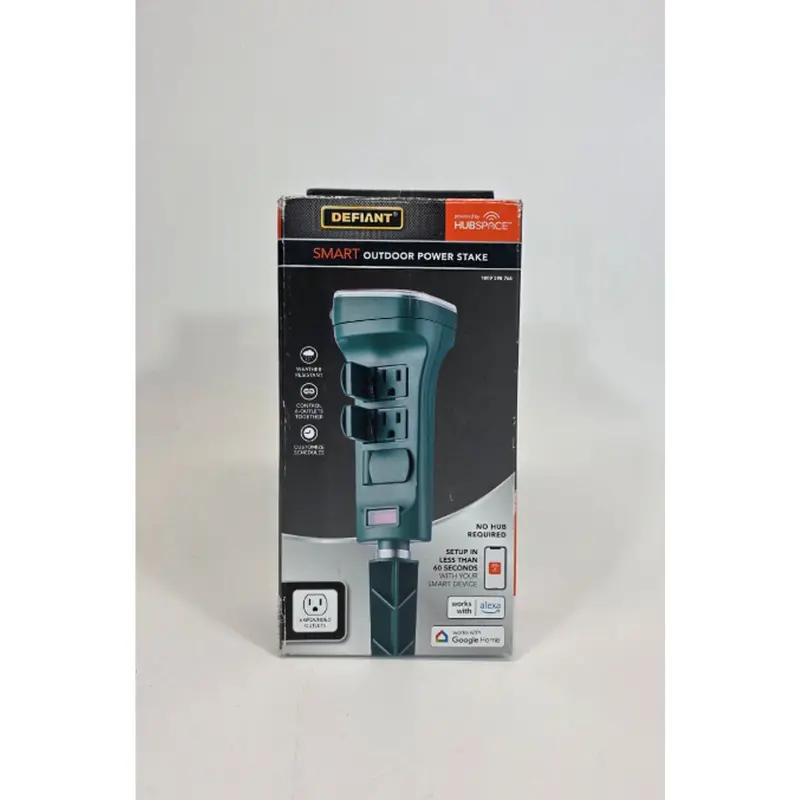 Defiant Smart Outdoor Power Stake – 4-Foot, 6-Outlet Timer (Hubspace Enabled) 1