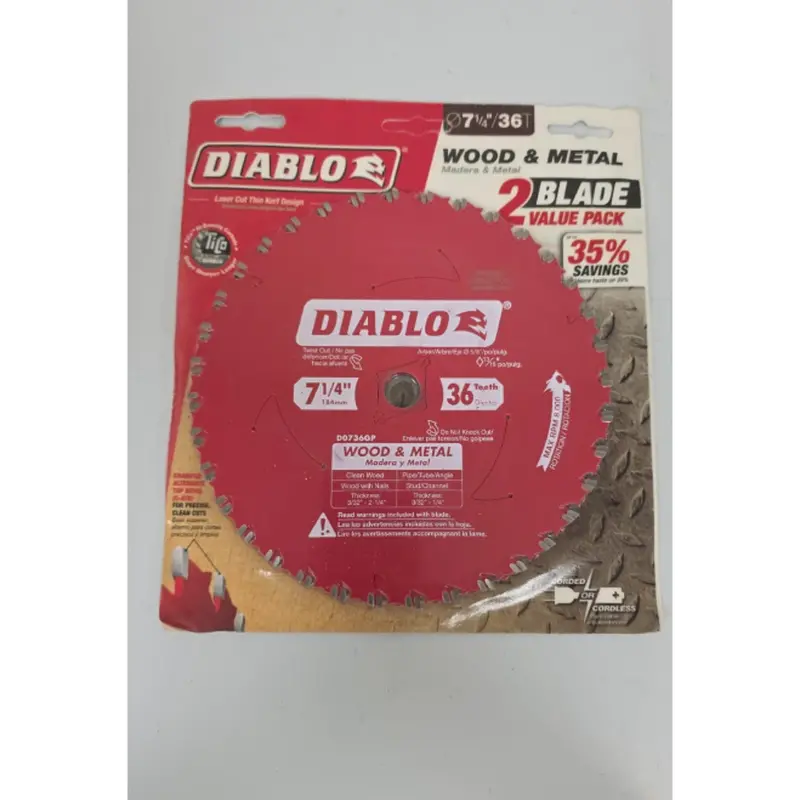 Diablo D0736Gp 7-1/4-Inch 36-Tooth Carbide Circular Saw Blade For Wood And Metal (2-Pack) 1
