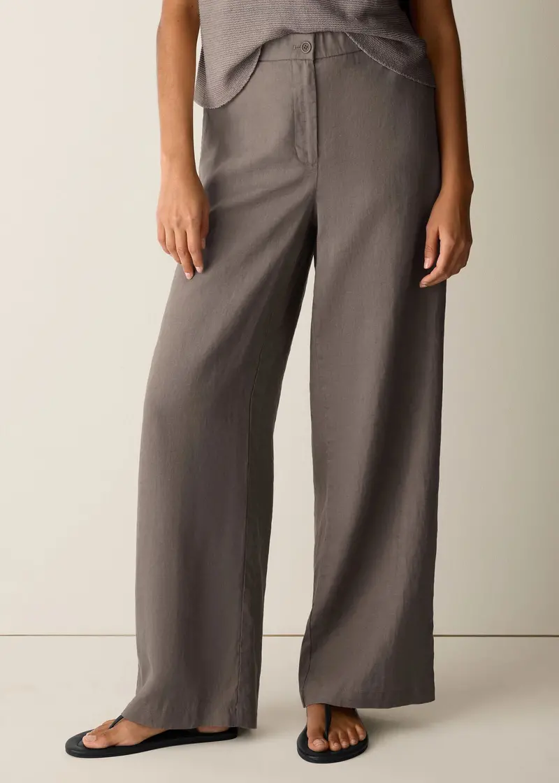 Eileen Fisher Organic Linen Full-Length Wide-Leg Trousers 1