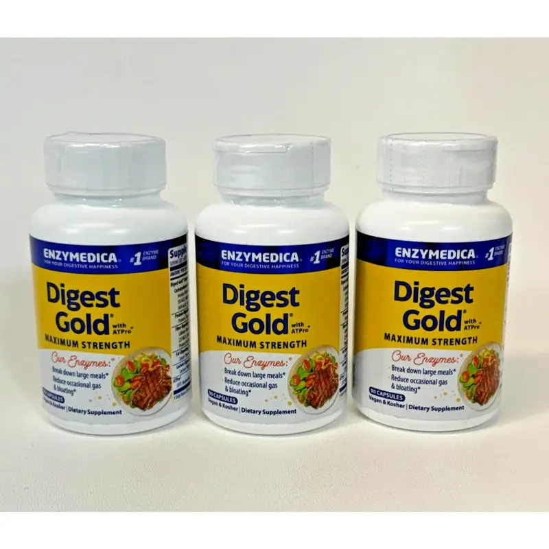 Enzymedica Digest Gold Maximum Strength – 90 Capsules × 3 Bottles (Exp. 07/2027) 1