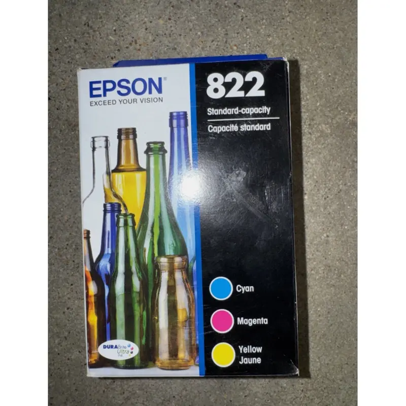 Epson 822 Standard-Capacity Cyan, Magenta & Yellow Ink Cartridges – Expiration Date: August 2027 1