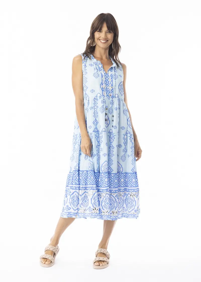 Escape By Orientique Carla Blue Sleeveless Layered Dress 1