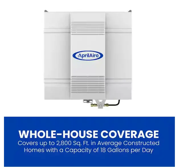 Fan-Powered Evaporative Whole-House Humidifier – 18 Gal/Day, Manual Control, Includes Installation Kit (Up To 5,300 Sq. Ft.) 1