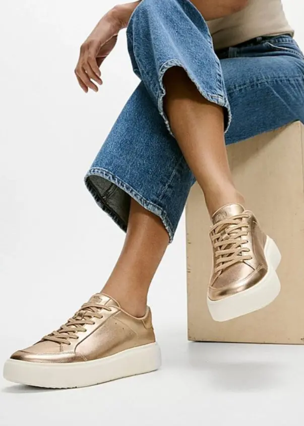 Fitflop E5T Metallic-Leather Slip-On Sneakers 1
