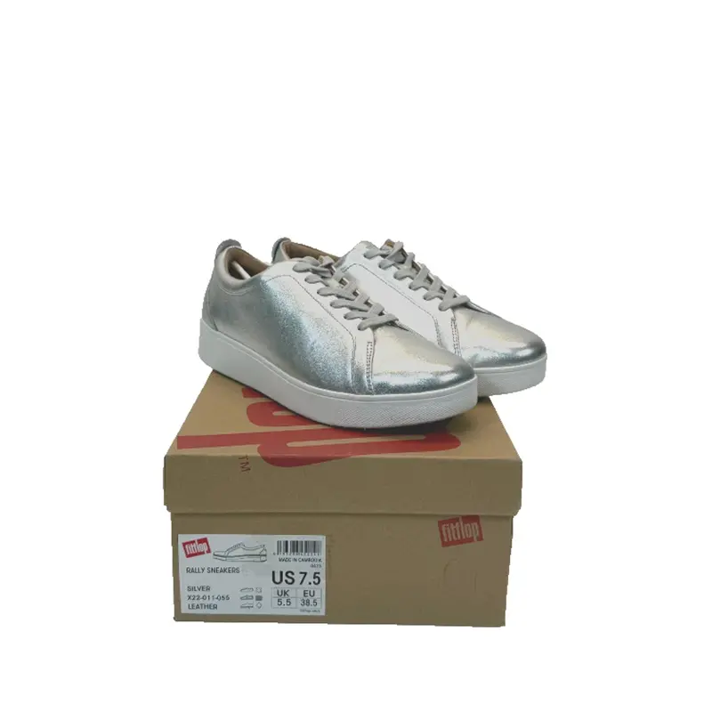 Fitflop Rally Women’S Silver Leather Shoes – Lightweight Supportive Design, Size 7.5 M (B) 1