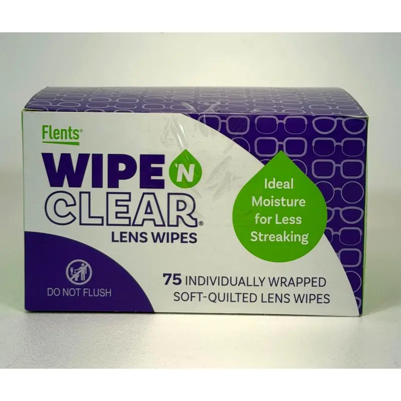 Flents Wipe'N Lens Cleaning Wipes – Clear Formula, 75 Individually Wrapped Sheets 1