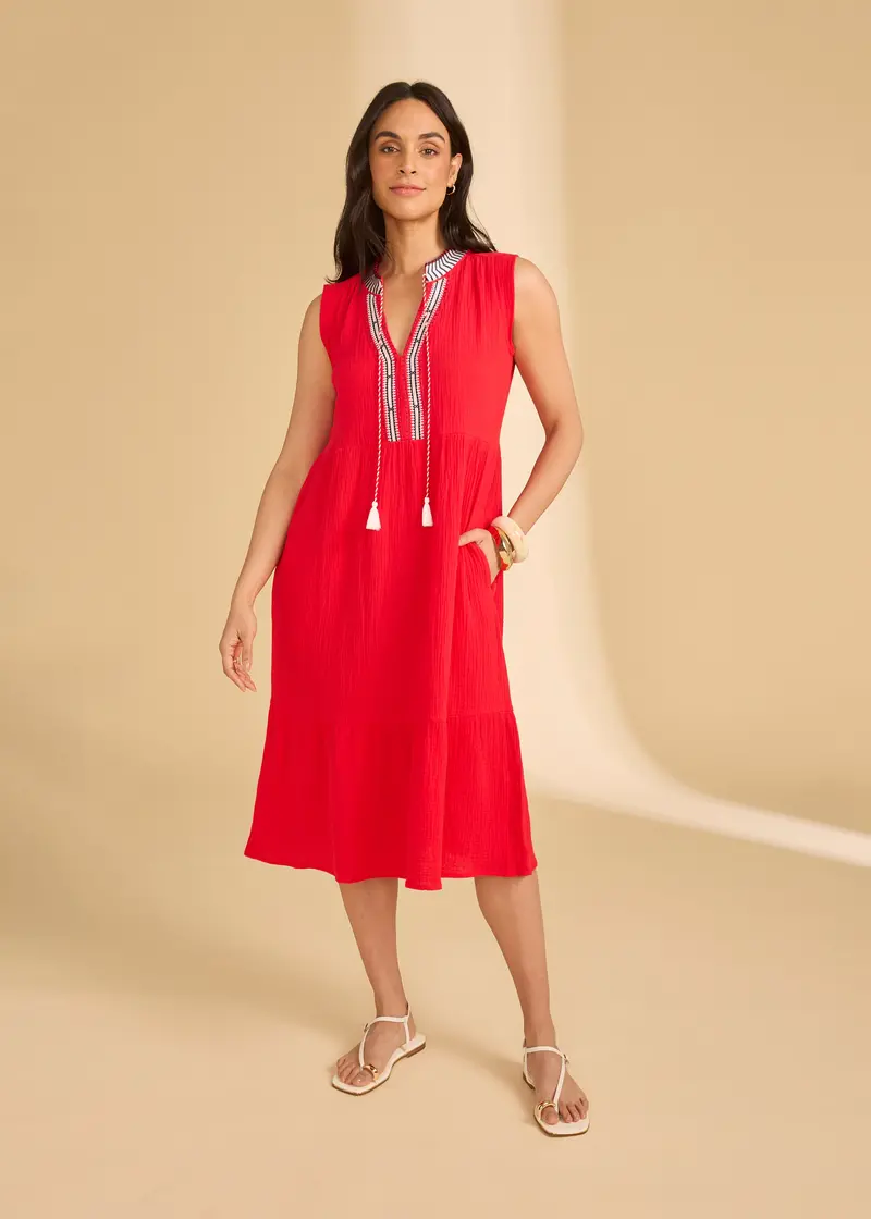 French Dressing Cap-Sleeve Tiered Midi Dress 1