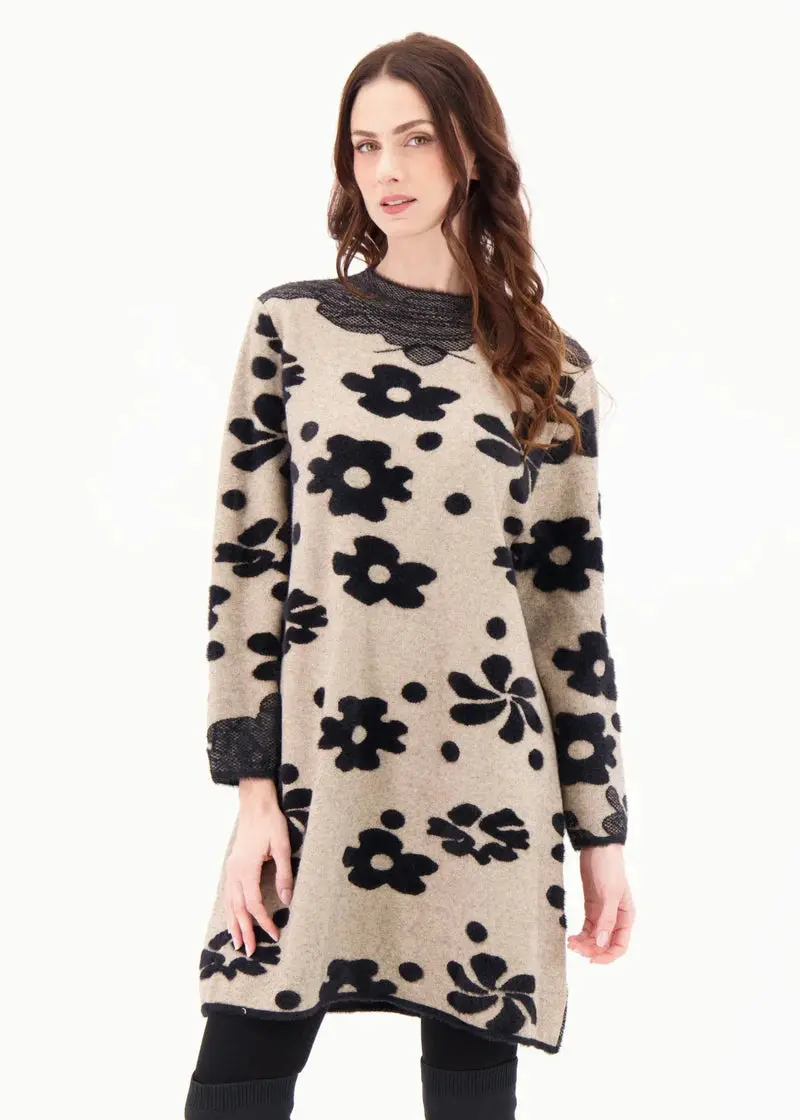 Gabby Isabella Flocked Floral Knit Tunic Dress – Special Pricing 1
