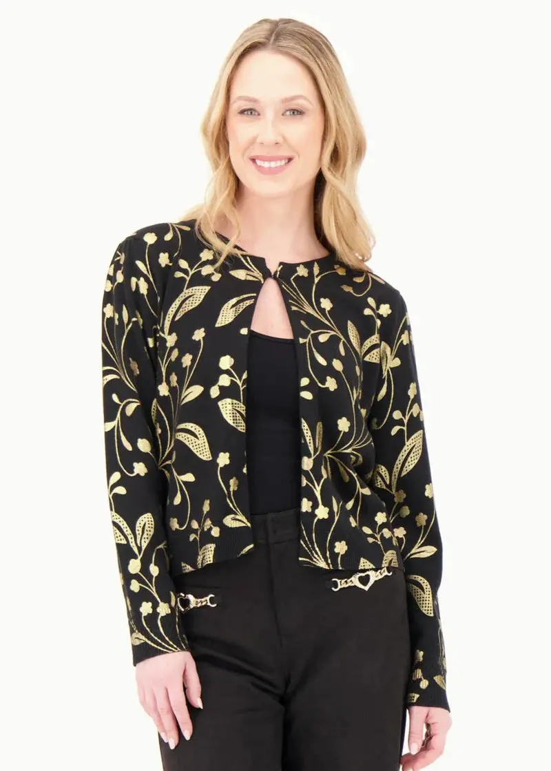 Gabby Isabella Gold Leaf Foil-Print Cardigan – Limited-Time Offer 1
