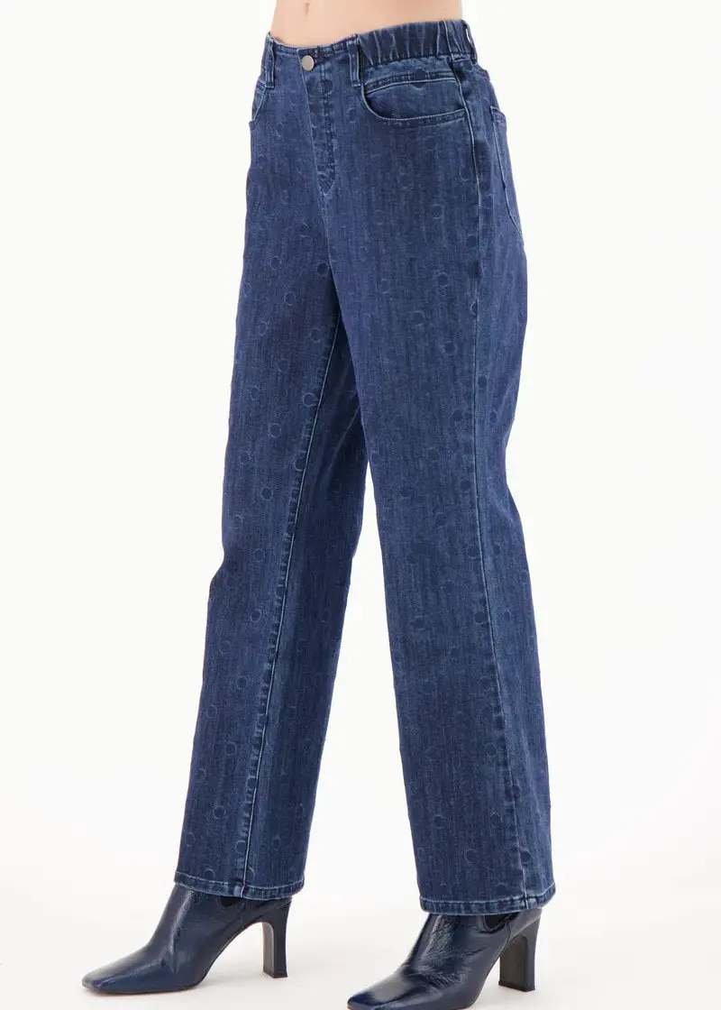 Gabby Isabella Jacquard Polka-Dot Denim Pants – On Sale 1