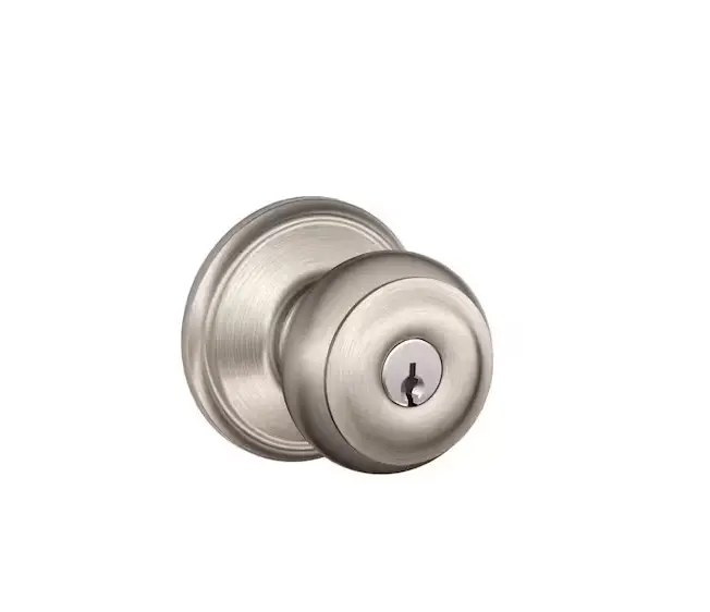Georgian Keyed Entry Knob In Satin Nickel – Schlage Exterior Door Hardware 1