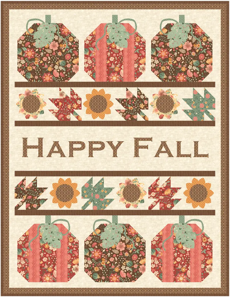 Happy Fall Again Quilt: Autumn-Themed Patchwork Pattern 1