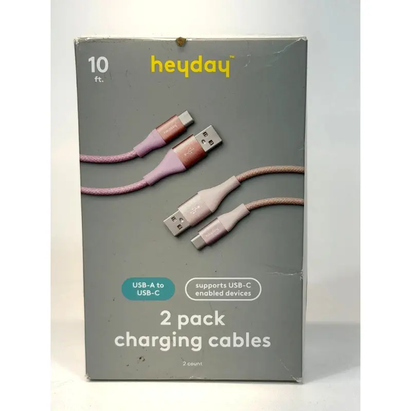 Heyday Bright Lilac Braided Usb-A To Usb-C Cable – 10-Foot, 2-Pack, Tangle-Resistant, Fast-Charging 1
