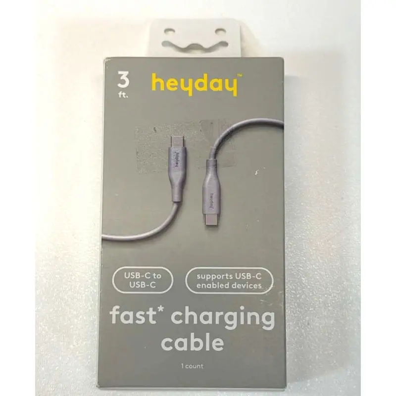 Heyday Gray Usb-C To Usb-C Fast Charging Cable – 3 Feet, Durable Braided Build 1