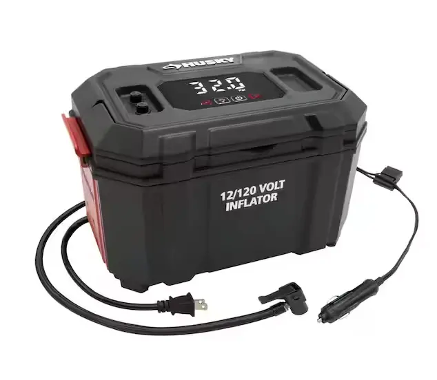 Husky Dual-Voltage Tire Inflator — 12V Dc & 120V Ac Portable Air Compressor 1
