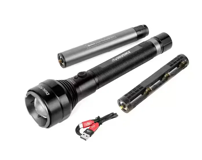 Husky Rechargeable Aluminum Flashlight — 10,000 Lumens, Dual-Power & Adjustable Focus 1