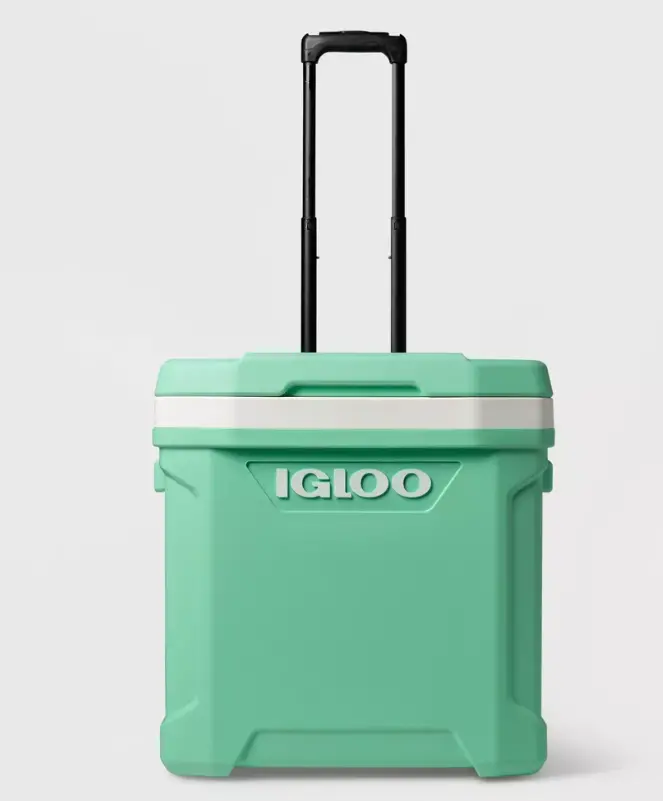 Igloo Latitude 60-Quart Rolling Hard-Sided Cooler – Mint, Includes Cup Holder & Drain Plug 1