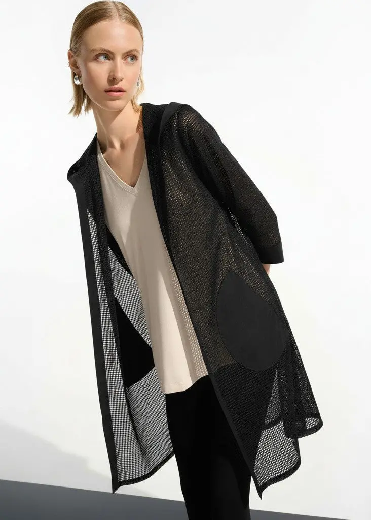 Joseph Ribkoff Memory-Knit & Mesh A-Line Hooded Cover-Up 1