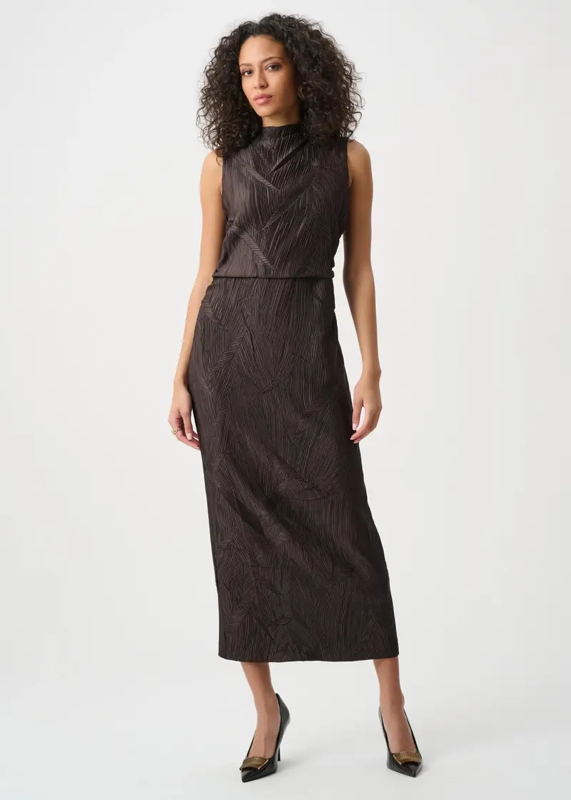 Joseph Ribkoff Pleated Satin Sleeveless Midi Dress 1