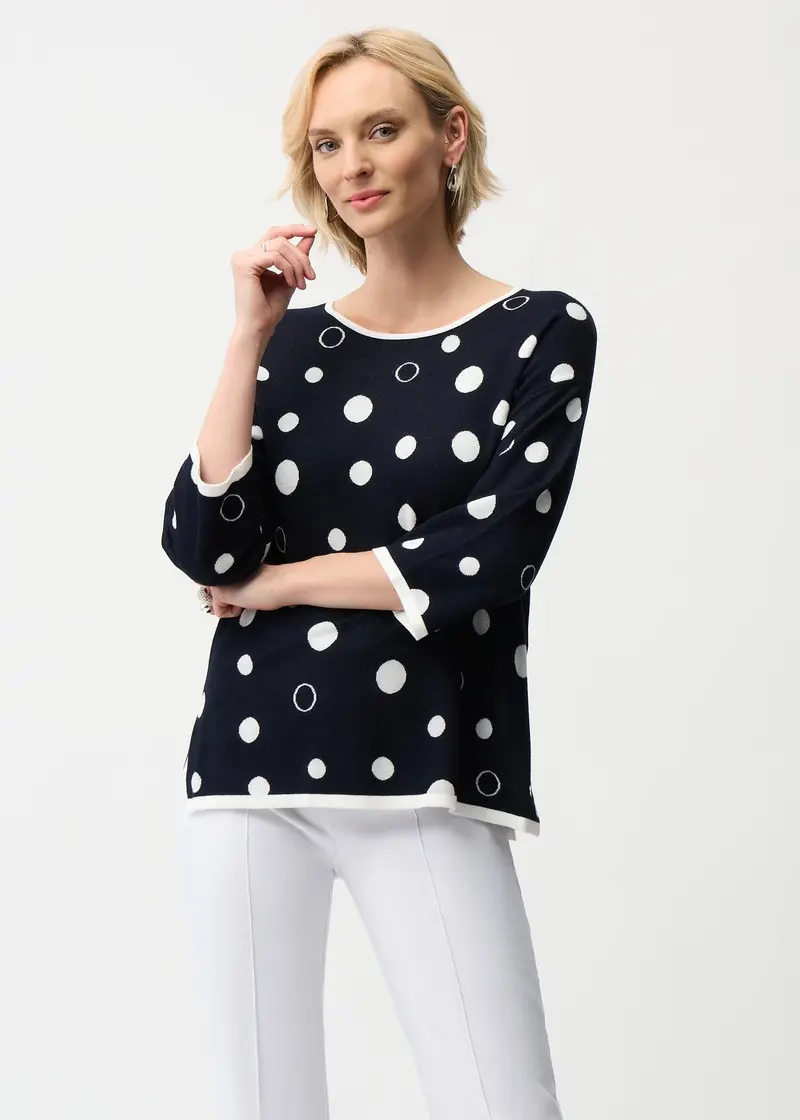 Joseph Ribkoff Polka Dot Relaxed-Fit Sweater 1