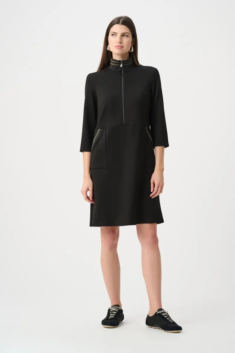 Joseph Ribkoff Scuba Jersey Funnel-Neck A-Line Dress 1