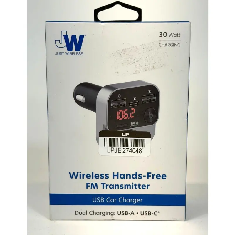 Just Wireless Fm Transmitter With Dual Usb Charging Ports (Usb-C + Usb-A) – Matte Black 1