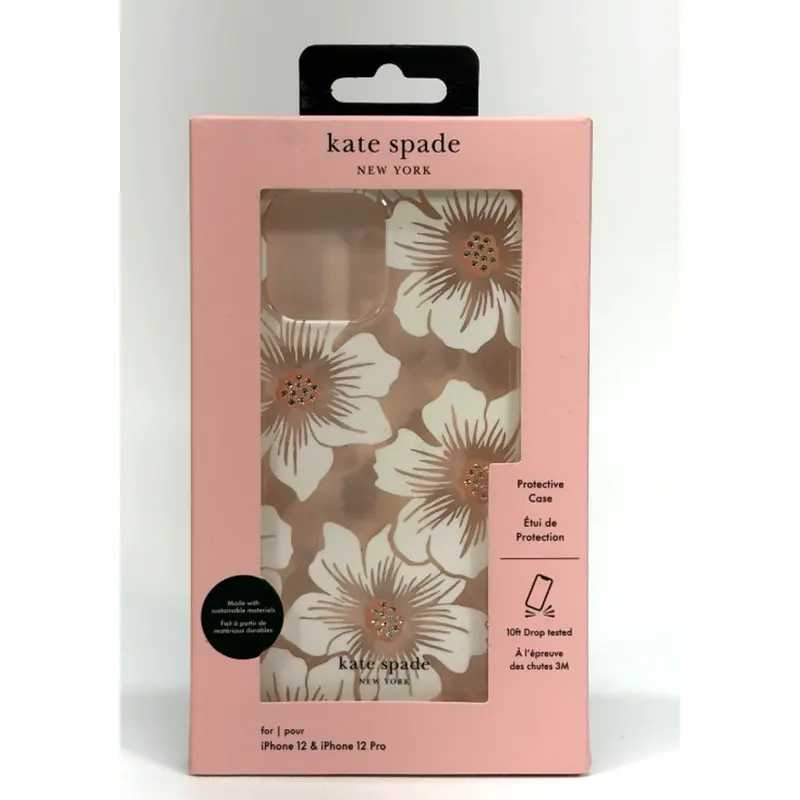 Kate Spade Iphone 12/12 Pro Case – Floral White Design With Rhinestone Accents 1