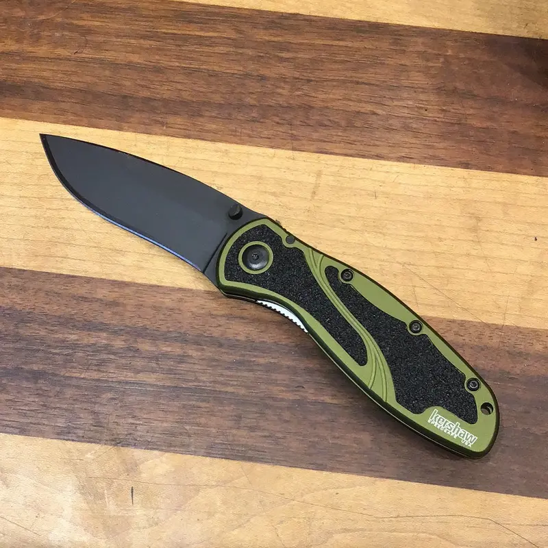 Kershaw Blur Olive Folding Knife – 14C28N Blade Steel, Textured Grip (1670Olive) 1