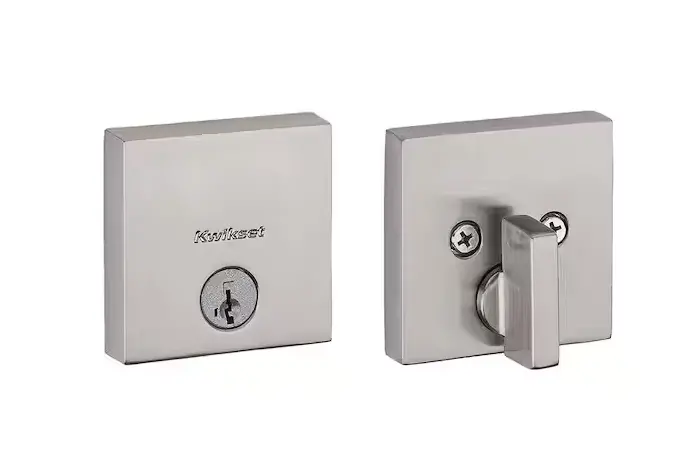 Kwikset Downtown Contemporary Deadbolt In Satin Nickel – Low-Profile Square Design With Smartkey 1