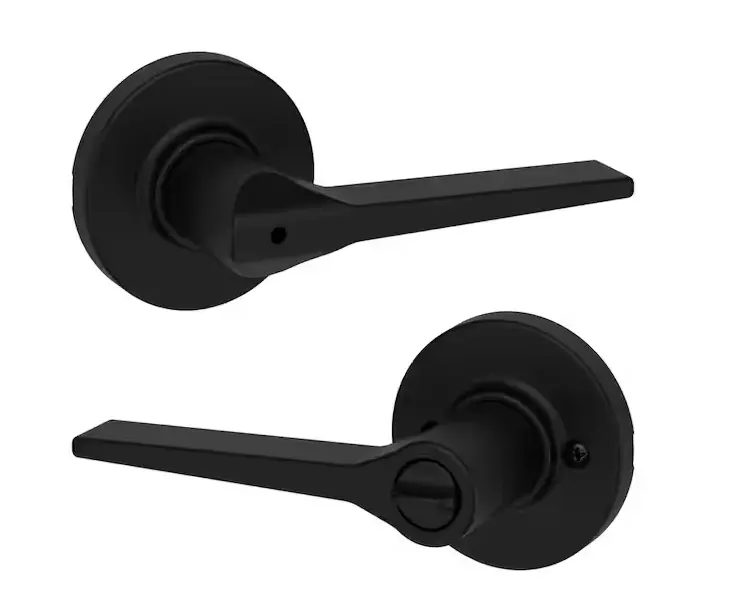 Kwikset Hollis Privacy Handle In Matte Black – Round Rose Bed/Bath Door Lever 1