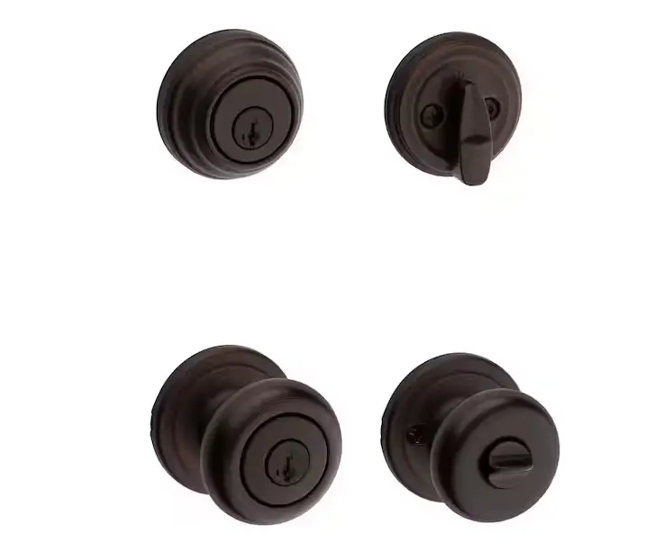 Kwikset Juno Venetian Bronze Entry Door Combo – Knob + Deadbolt With Smartkey Security 1