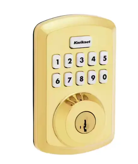 Kwikset Powerbolt 250 Electronic Deadbolt With 10-Button Keypad – Polished Brass Finish 1