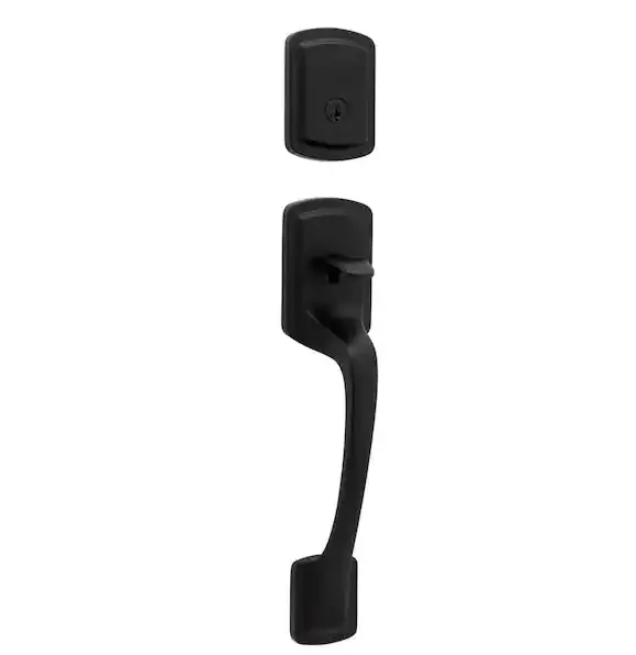 Kwikset Prague Handleset In Matte Black – Pismo Round Knob Entry Door Set With Smartkey 1