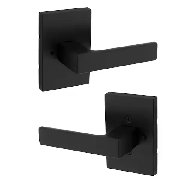 Kwikset Singapore Rectangular Straight Door Handle For Bathrooms — Matte Black Finish 1
